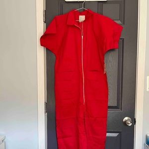 For Days Short Sleeve Coverall, Cherry Red, XS
